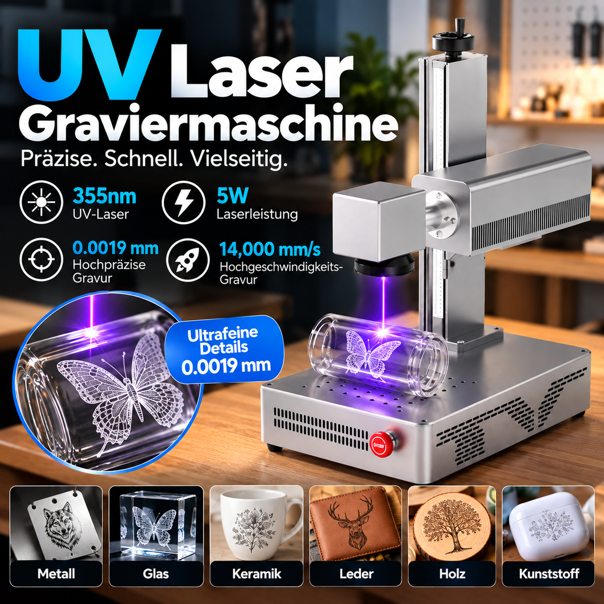 5W UV Laser Graviermaschine 355nm – Laserbeschriftungsmaschine A1