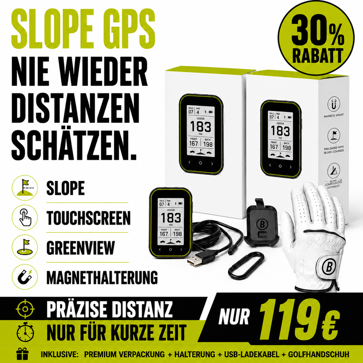 GPS Golf-Entfernungsmesser mit Slope-Funktion