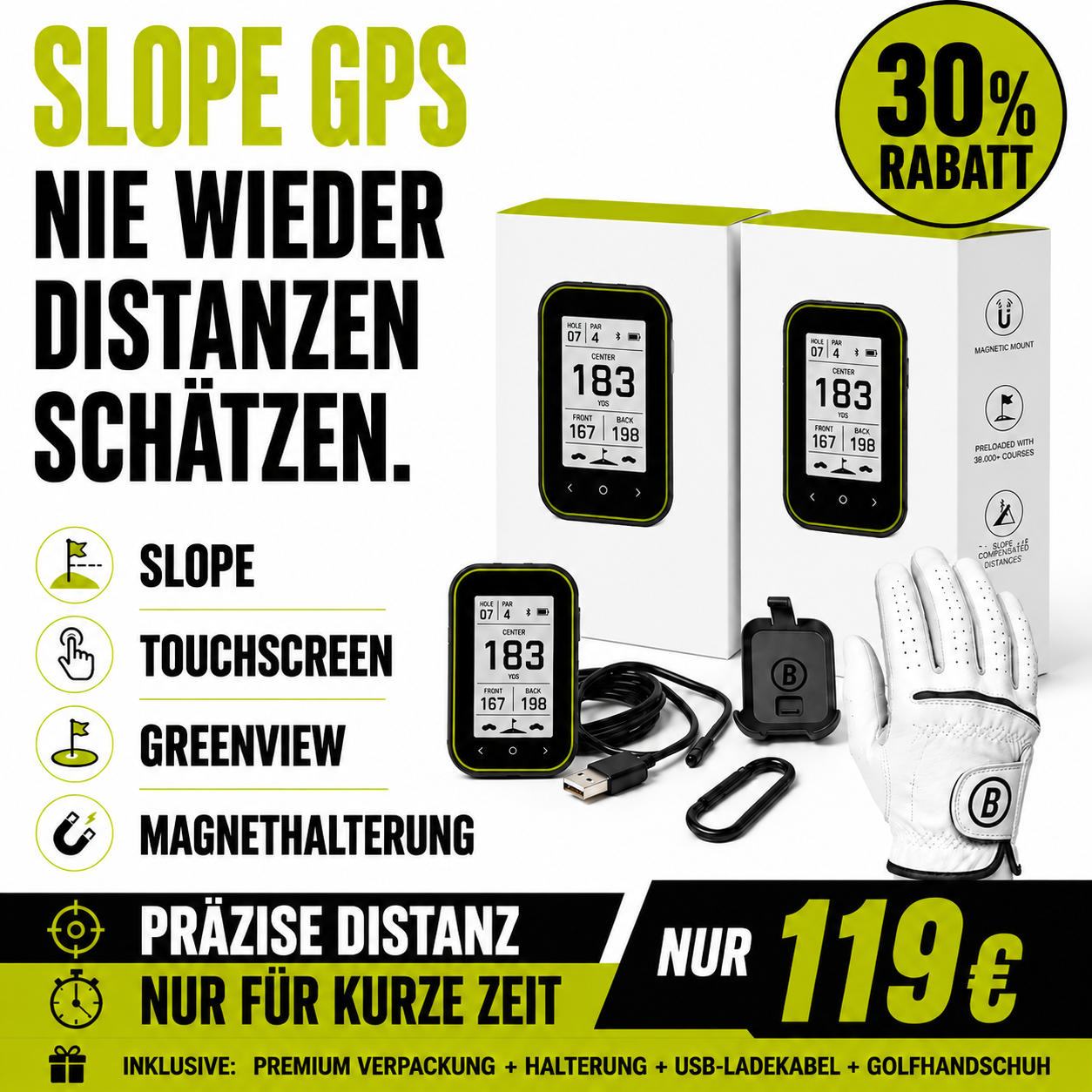 GPS Golf-Entfernungsmesser mit Slope-Funktion
